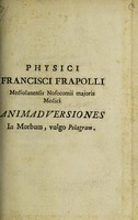 view Animadversiones in morbum, vulgo pelagram / [Francesco Frapolli].