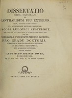 view Dissertatio medica inauguralis de cantharidum usu externo / [Ludovicus Joannes Bovyn].