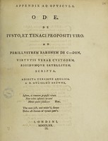 view De justo, et tenaci propositi viro. Ad perillustrem Baronem de C-den / Adjecta versione Anglica.