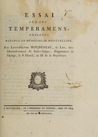 view Essai sur les tempéramens / [Louis Hector Mounéreau].