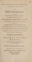 view Dissertatio medica inauguralis, de febre puerperarum ... / [Thomas Evory].