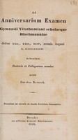 view Ad anniversarium examen Gymnasii Vitzthumiani scholaeque Blochmanniae ... habendum ... invitat ... / Praemissa est narratio de Jacobo Facciolato grammatico.