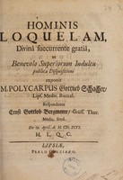 view Hominis loquelam / ... publicae disquisitioni exponit M.P.G. Schacher ... Ernst Gottlob Bergmann.