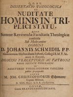 view Dissertatio theologica de nuditate hominis in triplici statu ... / sub moderamine ... J. Schmidii.