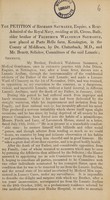 view The petition [to the Court Chancery] of Richard Saumarez ... elder brother of Frederick Walshman Saumarez, now placed at the Porto Bello farm, Kensington ... by ... [the] Committees of the said lunatic / [Richard Saumarez].