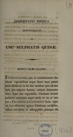 view Dissertatio medica inauguralis de usu sulphatis quinae / [Richard Townsend].