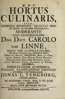 view Hortus culinaris / quem ... moderante ... Carolo von Linné ... dissertatione academica ... proponit ... J.C. Tengborg.