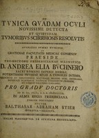 view De tunica quadam oculi novissime detecta et quibusdam tumoribus scirrhosis resolutis / [Balthasar Abraham Stier].