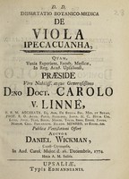 view Dissertatio botanico-medica de viola ipecacuanha ... / [Daniel Wickman].