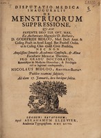 view Disputatio medica inauguralis de menstruorum suppressione / [Nicholas Bidloo].