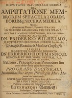 view Disputatio inauguralis medica de amputatione membrorum sphacelatorum, eorumque secura medela ... / [Eberhard Barnstorff].