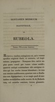 view Tentamen medicum inaugurale de rubeola / [Thomas Williams].