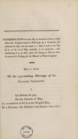 view Contemplations [in verse] on the top of Arthur's Seat ... / by a gentleman for advanced in life [i.e. A. Duncan] ... May 1, 1816. On the approaching marriage of the Princess Charlotte. [May 1, 1817. On the recovery of the Queen [Charlotte] from a dangerous illness].