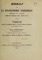 view Essai sur la dyssenterie endémique observée aux Antilles à bord d'un navire de l'état [la Naïde] (annee 1846-47) / [Eugène Girardeau].