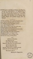 view Advice [in verse] given to the rich and great, by a physician, who has very nearly arrived at the eightieth year of his age, from the top of Arthur's Seat ... on the 1st of May 1822 / [Andrew Duncan].