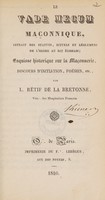 view Le vade mecum maçonnique, extrait des statuts, rituels et réglemens de l'ordre au rit écossais; esquisse historique sur la maçonnerie, discours sur l'initiation, poésies, etc. [-Suite du vade mecum ... deuxième degré [-troisième degré].] / [Louis Rétif de la Bretonne].