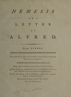 view Nemesis or A letter to Alfred / from ****** [i.e. Philip Withers].