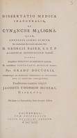 view Dissertatio medica inauguralis, de cynanche maligna ... / Eruditorum examini subjicit Jacobus Thomson Murray.