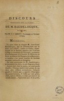 view Discours prononcé sur la tombe de M. Baudelocque, le 3 mai 1810 / [J.-J. Leroux].