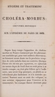 view Hygiène et traitement du choléra-morbus, coup-d'oeil historique sur l'épidémie de Paris de 1832; / par E. Moulin.