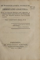 view De nosographia febrium; dissertatio analytica, ... / P.-M. Chrétien.