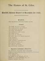 view Twelfth annual report and accounts : 1925 / The Homes of St. Giles.