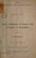 view Report of the Royal Commission of Inquiry into Fatalities at Bundaberg : together with appendices.