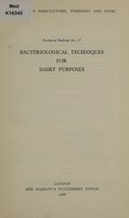 view Bacteriological techniques for dairy purposes.