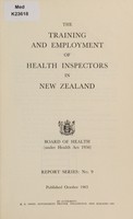 view The training and employment of health inspectors in New Zealand.