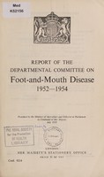 view Report of the Departmental Committee on Foot-and-Mouth Disease, 1952-1954.