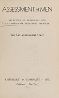 view Assessment of men : selection of personnel for the Office of Strategic Services / the OSS assessment staff.