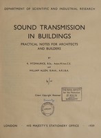 view Sound transmission in buildings : practical notes for architects and builders / by R. Fitzmaurice and William Allen.