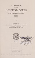 view Handbook of the Hospital Corps, United States Navy, 1939 / published by the Bureau of Medicine and Surgery under the authority of the Secretary of the Navy.