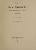 view Catalogue of the Arabic manuscripts in the Library of the India Office.