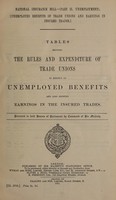 view Tables showing the rules and expenditure of trade unions in respect of unemployed benefits, and also showing earnings in the insured trades.