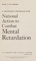 view A proposed program for national action to combat mental retardation : report to the President.