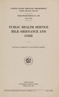 view Public Health Service milk ordinance and code / prepared by direction of the Surgeon General.