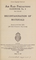 view Decontamination of materials : air raid precautions handbook no. 4 / Home Office, Air Raid Precautions Dept.