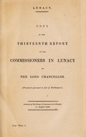 view Report of the Commissioners in Lunacy to the Lord Chancellor : 13th, 1858.