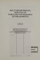 view Multi-departmental scrutiny of public sector research establishments : an Efficiency Unit scrutiny.