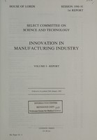 view Innovation in manufacturing industry / Select Committee on Science and Technology.