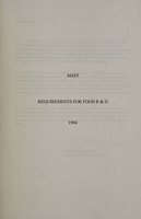 view Requirements for food R&D, 1994 / MAFF.