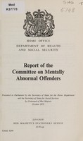 view Report of the Committee on Mentally Abnormal Offenders.