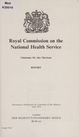 view Report / Royal Commission on the National Health Service.