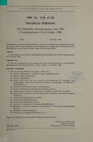 view The Disability Discrimination Act 1995 (Commencement No.2) Order 1996 / [Department of Social Security].