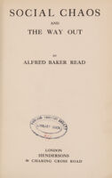 view Social chaos and the way out / Alfred Baker Read.