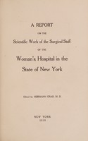 view A report on the scientific work of the surgical staff of the Women's Hospital in the State of New York.