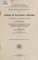 view Studies in vocational diseases. I-II / by J.W. Schereschewsky ; prepared by direction of the Surgeon-General.