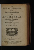 view Ad animadversiones quas anonymus quidam [i.e. P. Laurenberg] in Angeli Salae Aphorismos chymiatricos conscripsit / Antoni Guntheri Billichij Frisij responsio.