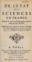 view De l'état des sciences en France, dupuis la mort de Charlemagne, jusqu'à celle du Roi Robert / Par M. l'Abbé Goujet.